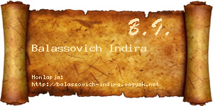 Balassovich Indira névjegykártya